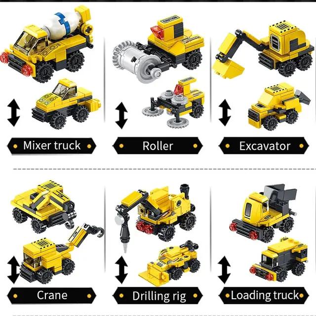 Construction Crane Vehicle 16 in 1 Creative STEM Building Blocks | 482PCS- RB22006 - Evergreen Wholesale