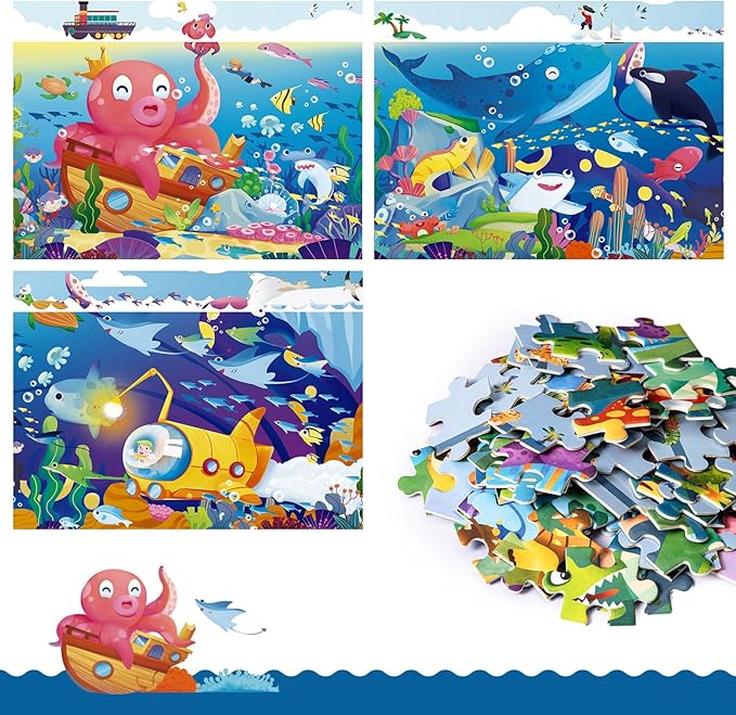 Jigsaw Puzzle 3 in 1 Floor Puzzle for Preschool Learning - Evergreen Wholesale