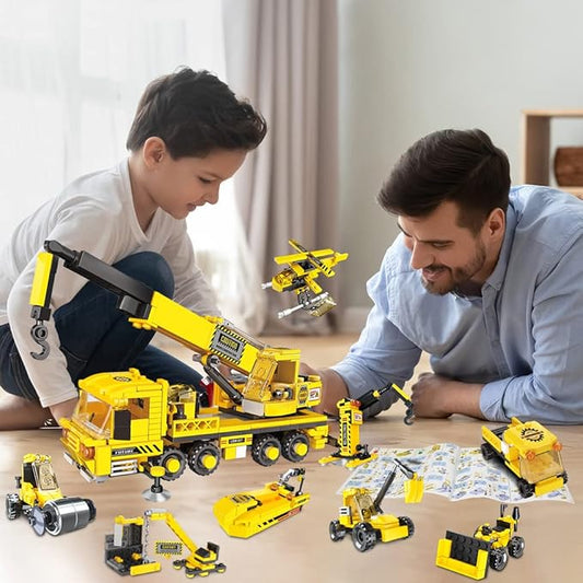 Construction Crane Vehicle 16 in 1 Creative STEM Building Blocks | 482PCS- RB22006 - Evergreen Wholesale