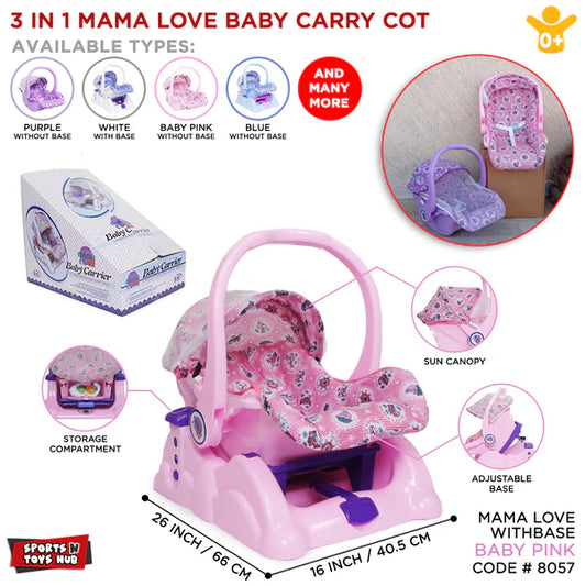 Mama Love 3 in 1 Carry Cot With Base - Evergreen Wholesale