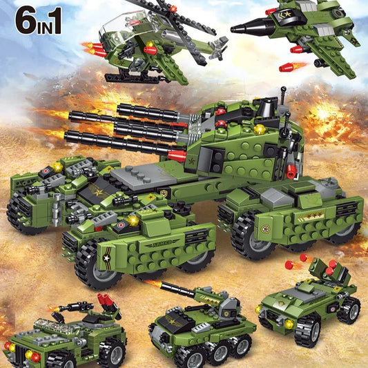 Military 6in1 Tank & Armored Vehicles Building Blocks Set for Boys | 791PCS- LXA462 - Evergreen Wholesale