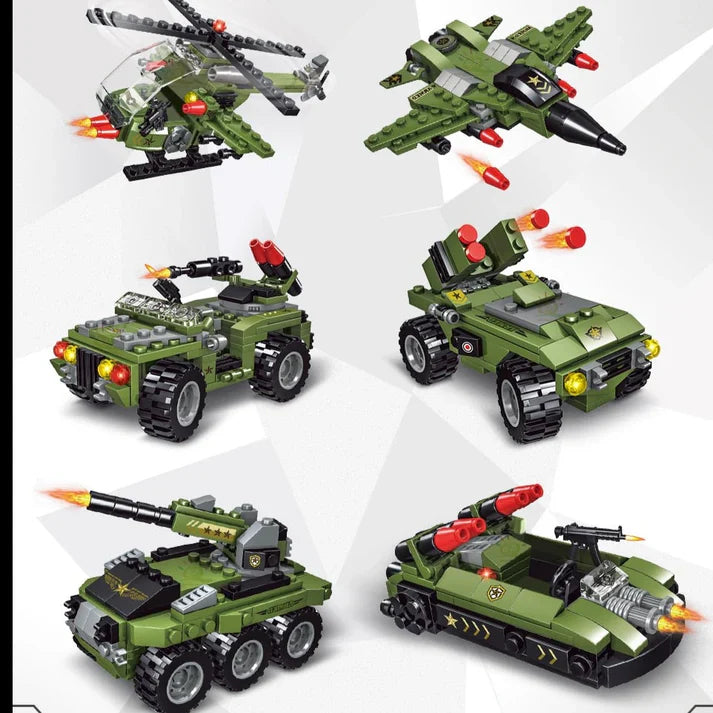 Military 6in1 Tank & Armored Vehicles Building Blocks Set for Boys | 791PCS- LXA462 - Evergreen Wholesale