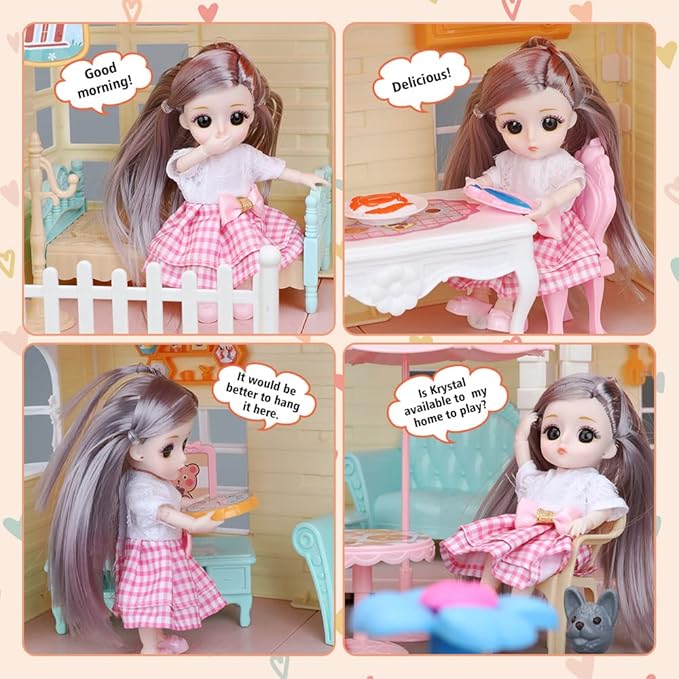 Doll House DIY Assembly Princess Villa Toy with | 95pcs-QC668-40A - Evergreen Wholesale