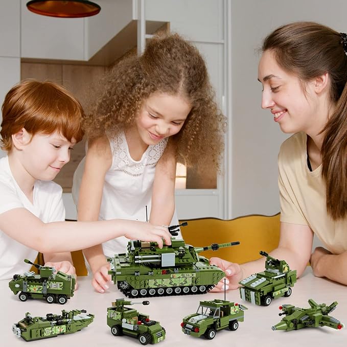 Military 6in1 Tank & Armored Vehicles Building Blocks Set for Boys | 791PCS- LXA462 - Evergreen Wholesale