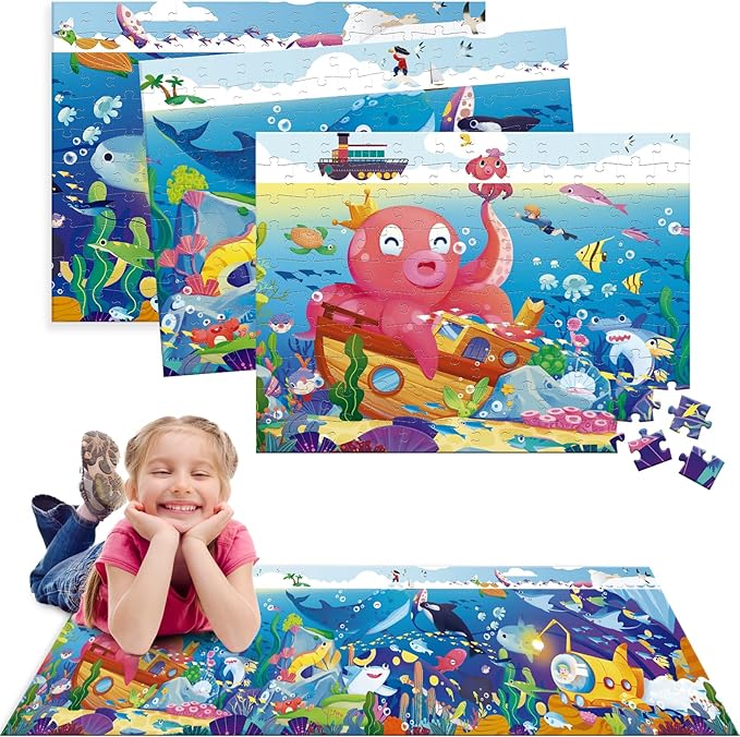 Jigsaw Puzzle 3 in 1 Floor Puzzle for Preschool Learning - Evergreen Wholesale