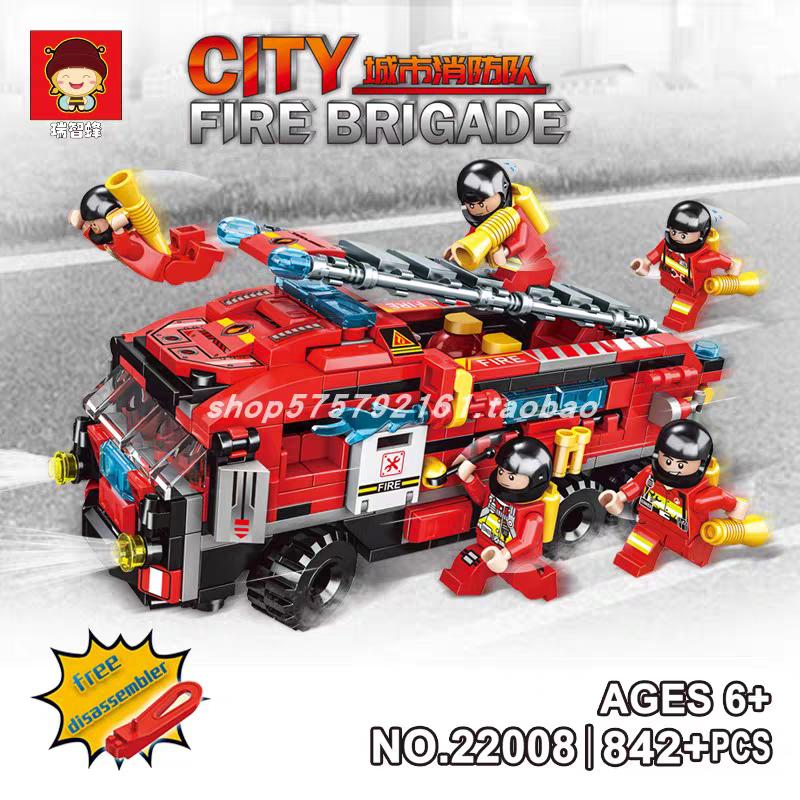 10in1 City Fire Brigade Truck Building Blocks | 842PCS- RB22008 - Evergreen Wholesale