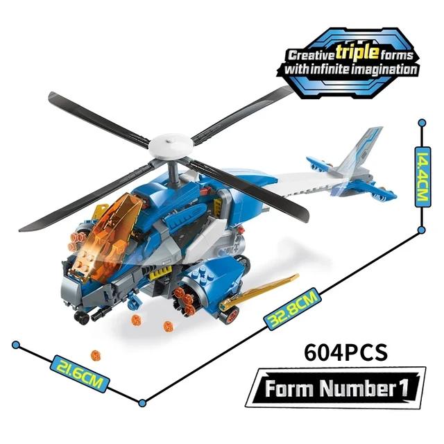 Qman Helicopter 3in1 Building Blocks Set |604pcs- 42103 - Evergreen Wholesale