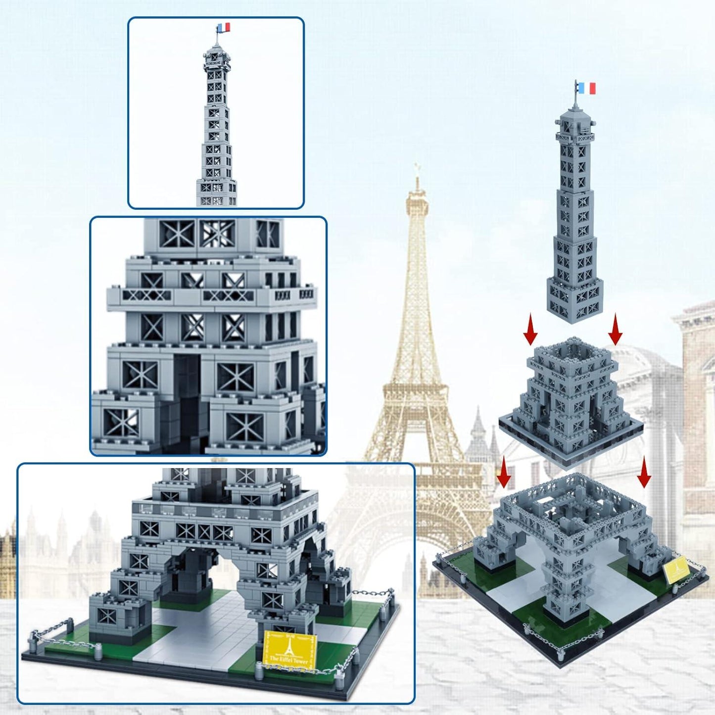 Eiffel Tower Building Block Toys Paris Architecture 3D Model Set for Adult and Kids |1820Pcs- LXA437 - Evergreen Wholesale