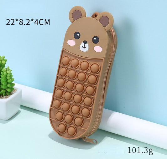 Silicone Pop-It Pencil Box- 21x8x4cm- Mixed Design & Color-109242