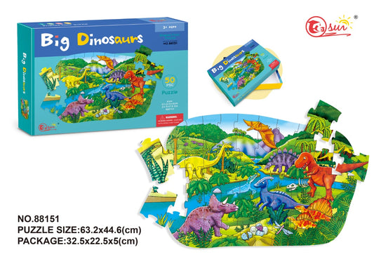 50 Pieces Big Dinosaurs Jigsaw Puzzle-88151 - Evergreen Wholesale