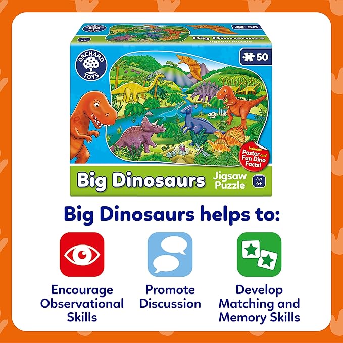 50 Pieces Big Dinosaurs Jigsaw Puzzle-88151 - Evergreen Wholesale