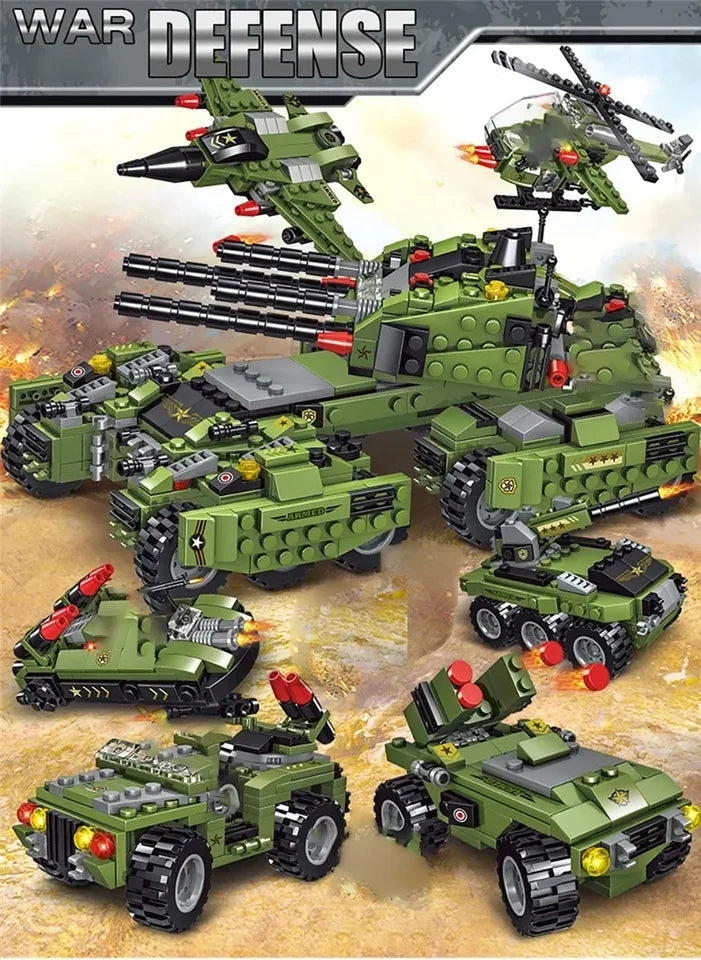 Tanks Armored Forces 6in1 Building Blocks | 982PCS- LXA436 - Evergreen Wholesale