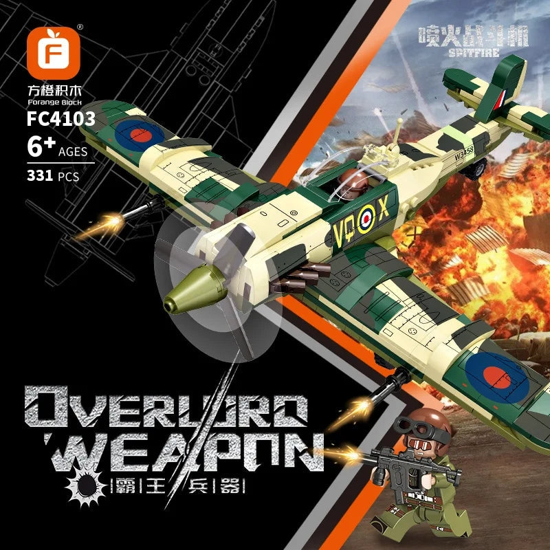 Fighter Plane Spitfire Building Blocks Kit |331pcs- FC4103 - Evergreen Wholesale