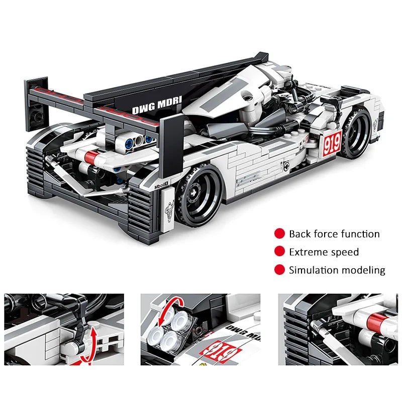 Porsche supercar model pull-along car assembly toy | 727PCS- SY8312 - Evergreen Wholesale