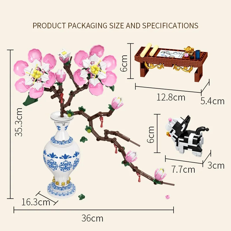 Flower Vase Building Blocks Home Decoration Children's Toy Gift |609pcs- FC8305 - Evergreen Wholesale