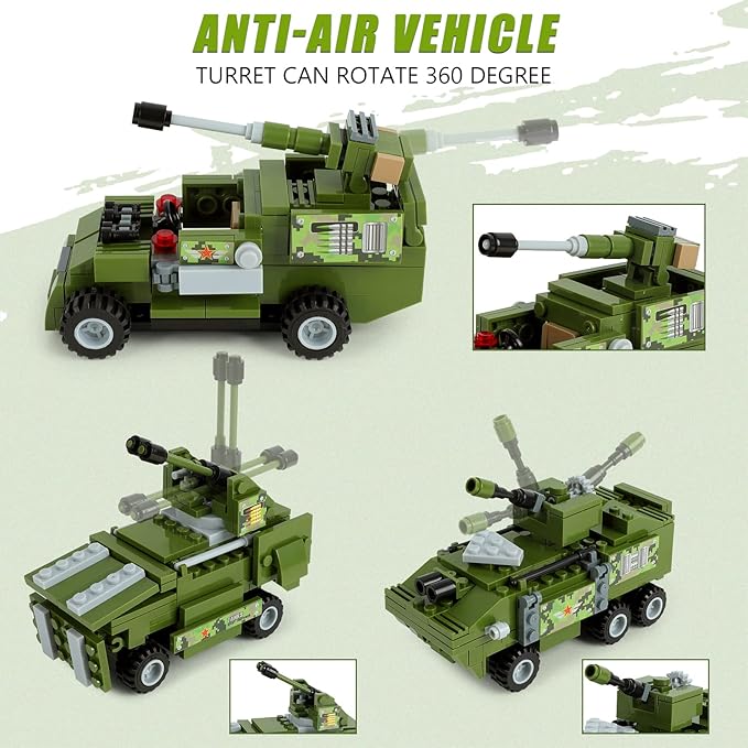 Military 6in1 Tank & Armored Vehicles Building Blocks Set for Boys | 791PCS- LXA462 - Evergreen Wholesale