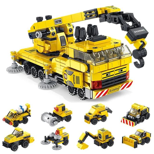 Construction Crane Vehicle 16 in 1 Creative STEM Building Blocks | 482PCS- RB22006 - Evergreen Wholesale