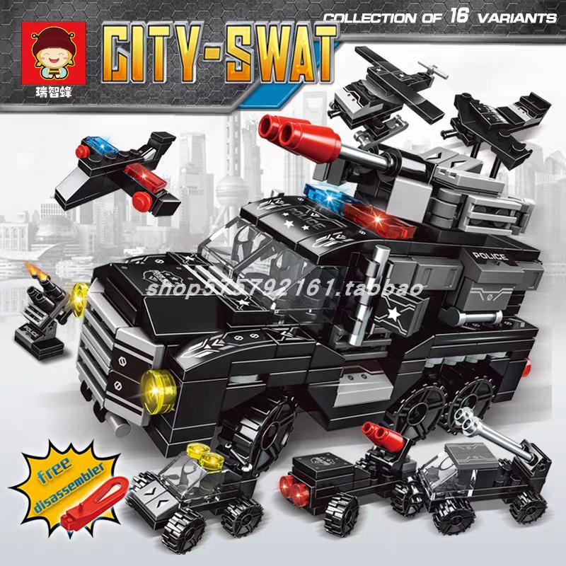 Swat Police 16in1 Police Command Truck Building Blocks | 419pcs- RB22005 - Evergreen Wholesale