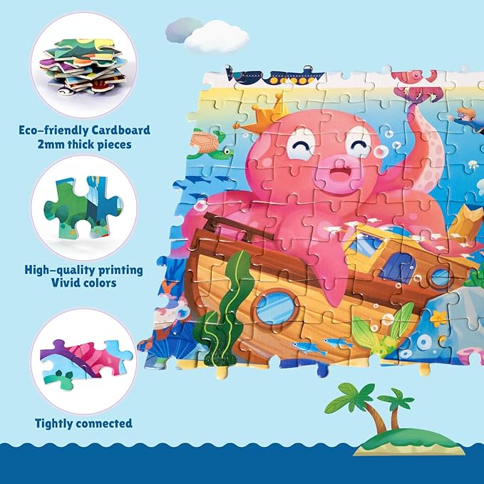 Jigsaw Puzzle 3 in 1 Floor Puzzle for Preschool Learning - Evergreen Wholesale