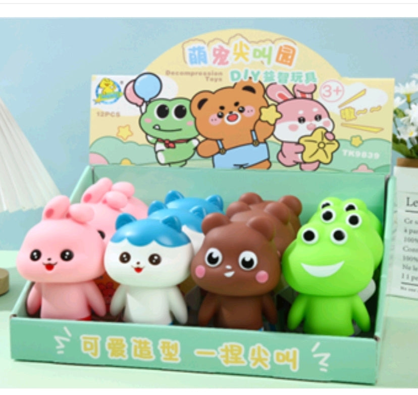 Screaming Animal Toys – Funny Sound Squeeze Toys for Kids (12 pcs Display Box)

Make playtime louder and funnier with our Screaming Animal Toys! These adorable, squishy animal figures let out a hilarious scream when squeezed, making them an instant hit with kids and a must-have novelty item. Each box includes 12 assorted screaming animals in cute and colorful designs — perfect for party favors, surprise gifts, fidget toys, or retail displays.

Crafted from soft, non-toxic, and durable materials, these toys 