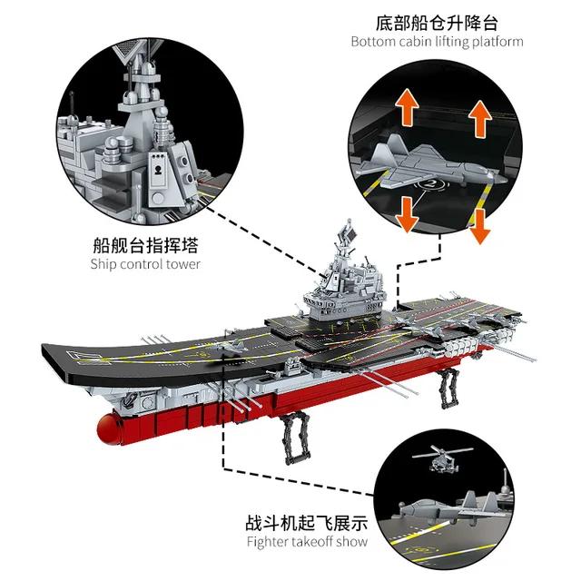 Navy Aircraft Carrier Ship 2 in 1 Model Building Blocks | 2002pcs -FC6103 - Evergreen Wholesale