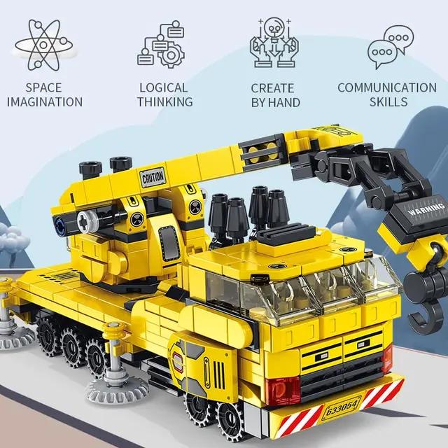 Construction Crane Vehicle 16 in 1 Creative STEM Building Blocks | 482PCS- RB22006 - Evergreen Wholesale