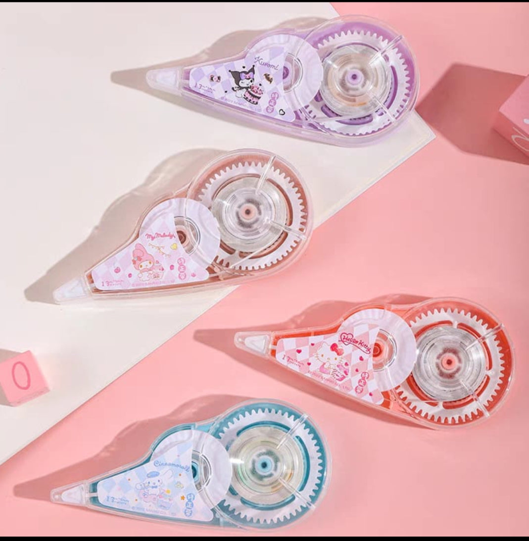 Three修正带 (erasers) on a pink background