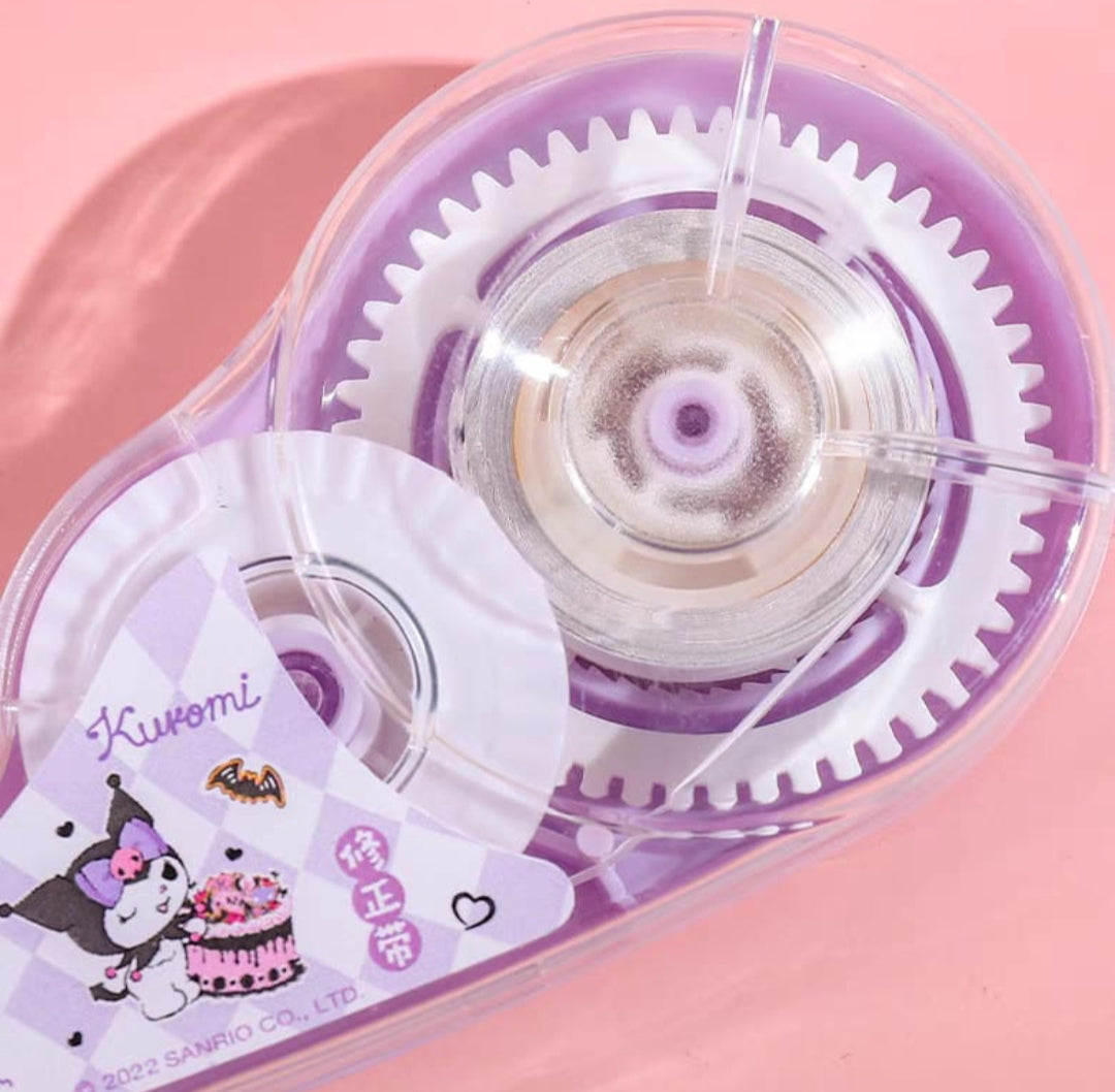 Kawaii stationery item with a clear plastic cover on a pink background