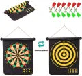 Magnetic darts won't damage your walls (or you!)
Strong, sure-stick magnets
Great for all ages and skill levels
Aerodynamically designed darts for accurate flight
Larger dart board makes it easier to hit a bull's-eye
Includes 14-1/2" diameter dart board, 12 magnetic darts (6 red and 6 green), and one set of rules
Keyhole slot in the back for hanging
Ages 6 and up 
