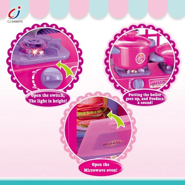 Kitchen Set with Light, Sound, Utensils & Play Food- 008-53 - Evergreen Wholesale