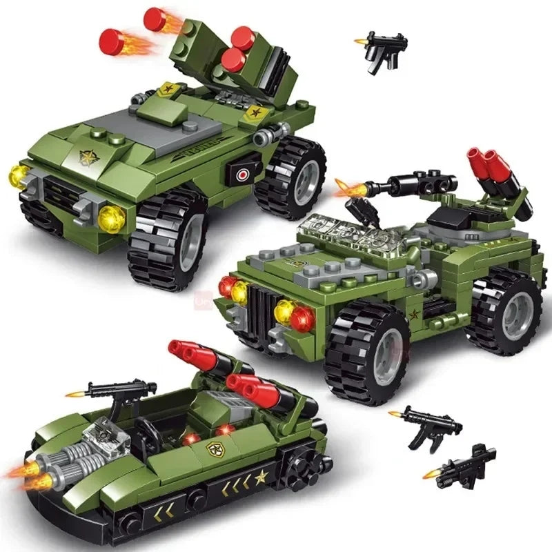 Military 6in1 Tank & Armored Vehicles Building Blocks Set for Boys | 791PCS- LXA462 - Evergreen Wholesale