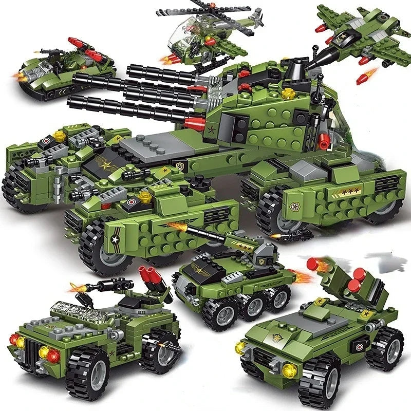 Military 6in1 Tank & Armored Vehicles Building Blocks Set for Boys | 791PCS- LXA462 - Evergreen Wholesale